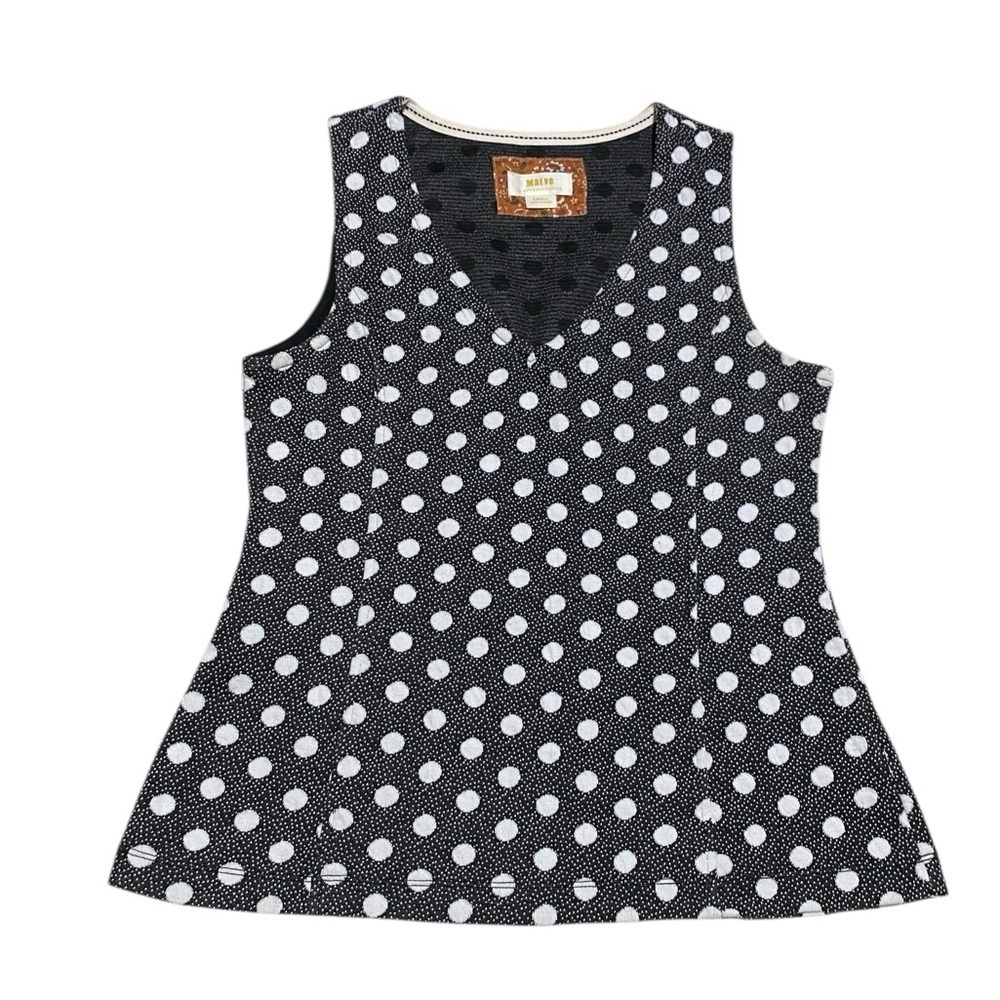 Maeve Anthropologies Black and White Polka Dot Sleeveless Top - Picture 2 of 6